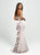 Madison James - 19-172 Ruffled Drape Strapless Sweetheart Mermaid Gown In Neutral and Gray