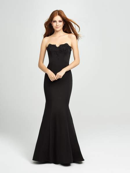 Madison James - Ruffled Drape Strapless Sweetheart Mermaid Gown 19-172 In Black
