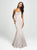 Madison James - 19-172 Ruffled Drape Strapless Sweetheart Mermaid Gown In Neutral and Gray
