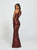 Madison James - Sequined Halter Trumpet Dress 19-173 In Red