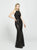 Madison James - 19-173 Sequined Halter Trumpet Dress In Black
