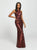 Madison James - Sequined Halter Trumpet Dress 19-173 In Red