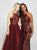 Madison James - 19-174 Sequined Halter Tulle A-line Dress In Red