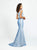 Madison James - 19-175 Glitter Jersey Trumpet Dress With Train In Blue