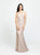Madison James - 19-175 Glitter Jersey Trumpet Dress With Train In Pink and Gold