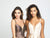 Madison James - 19-176 Deep V-neck Glitter Mikado A-line Dress In Brown and Nude