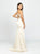 Madison James - 19-177 Embroidered Halter Stretch Satin Trumpet Dress In Nude