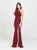Madison James - 19-177 Embroidered Halter Stretch Satin Trumpet Dress In Red