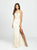 Madison James - 19-177 Embroidered Halter Stretch Satin Trumpet Dress In Nude