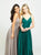 Madison James - 19-178 V-Neck Sleeveless Stretch Satin A-Line Gown In Gray and Green