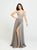 Madison James - 19-178 V-Neck Sleeveless Stretch Satin A-Line Gown In Gray