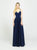 Madison James - 19-178 V-Neck Sleeveless Stretch Satin A-Line Gown In Blue