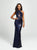 Madison James - 19-179 Sequined Halter Trumpet Dress In Blue