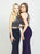 Madison James - 19-180 Two Piece Beaded Halter Jersey Trumpet Dress In Blue and Purple