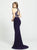 Madison James - 19-180 Two Piece Beaded Halter Jersey Trumpet Dress In Purple