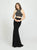 Madison James - 19-180 Two Piece Beaded Halter Jersey Trumpet Dress In Black