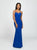 Madison James - 19-182 Intricate Floral Beaded Illusion Midriff Gown In Blue