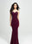 Madison James - 19-182 Intricate Floral Beaded Illusion Midriff Gown In Red