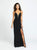 Madison James - 19-183 Beaded Deep V-neck Jersey Trumpet Dress In Black