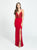 Madison James - 19-183 Beaded Deep V-neck Jersey Trumpet Dress In Red