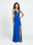 Madison James - 19-183 Beaded Deep V-neck Jersey Trumpet Dress In Blue