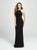 Madison James - 19-184 Lace Halter Stretch Satin Trumpet Dress In Black