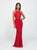 Madison James - 19-184 Lace Halter Stretch Satin Trumpet Dress In Red