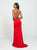 Madison James - 19-185 Crisscross Strapped Backless High Slit Gown In Red