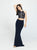 Madison James - Beaded Lace Two Piece Jersey Sheath Dress 19-189 In Blue