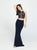Madison James - 19-189 Beaded Lace Two Piece Jersey Sheath Dress In Blue