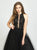 Madison James - 19-190 Embroidered Halter Tulle Ballgown In Black