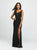 Madison James - 19-191 Lace Jersey Deep V-neck Sheath Dress In Black