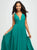 Madison James - 19-193 Plunging Neck Empire Waist Chiffon A-Line Gown In Green