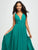Madison James - Plunging Neck Empire Waist Chiffon A-Line Gown 19-193  In Green