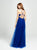 Madison James - 19-195 Glitter Lace Deep V-neck Tulle A-line Dress In Blue