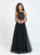 Madison James - 19-196 Halter Tulle and Satin A-line Dress In Black