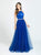 Madison James - 19-196 Halter Tulle and Satin A-line Dress In Blue