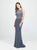 Madison James - 19-197 Beaded Jersey Halter Trumpet Dress In Gray