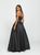 Madison James - 19-198 Two Piece Lace Mikado A-line Dress In Black