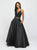 Madison James - 19-198 Two Piece Lace Mikado A-line Dress In Black