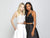 Madison James - 19-198 Two Piece Lace Mikado A-line Dress In White and Black