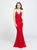Madison James - 19-199 Lace Deep V-neck Trumpet Dress In Red