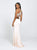Madison James - Two-Piece Beaded Illusion Halter Gown with Slit 19-201 - 1 pc Champagne In Size 02 Available