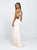 Madison James - 19-201 Two-Piece Beaded Illusion Lace High Slit Gown In Neutral