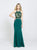 Madison James - 19-201 Two-Piece Beaded Illusion Lace High Slit Gown In Green