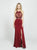 Madison James - 19-201 Two-Piece Beaded Illusion Lace High Slit Gown In Red