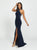 Madison James - 19-203 Embellished Halter Jersey Dress In Blue