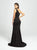 Madison James - 19-205 One Shoulder Stretch Satin Trumpet Dress In Black