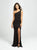 Madison James - 19-205 One Shoulder Stretch Satin Trumpet Dress In Black