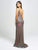 Madison James - 19-208 V-neck Glitter Knit Trumpet Dress In Gold
